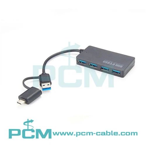 Visokohitrostna {{0}}vrata USB 3.0 Zvezdišče z USB 3.0 A-C adapterjem