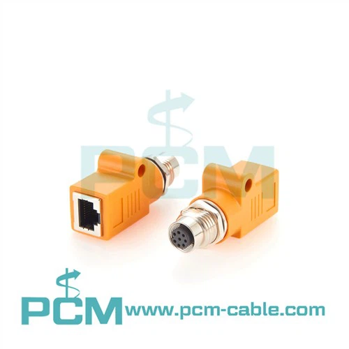 Adapterji za dovod plošče M12 A, kodirani na RJ45, ravni