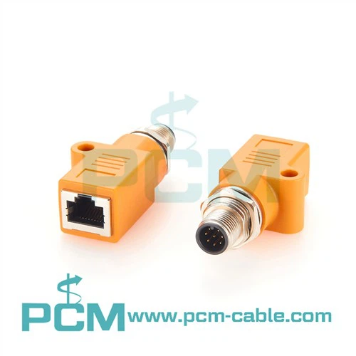 Adapter za pritrditev na sprednjo ploščo M12 IP67 A koda moški na RJ45