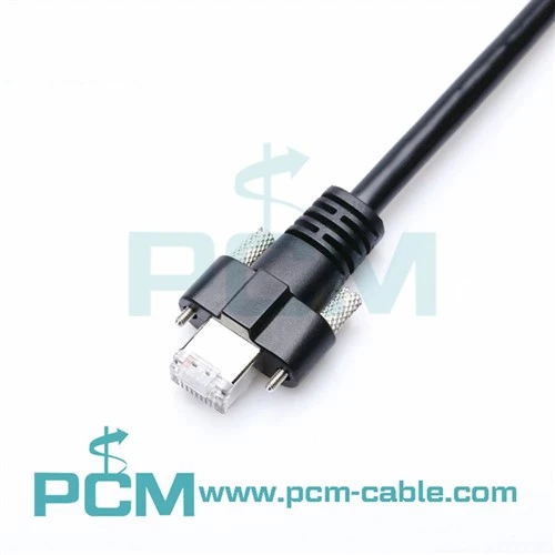 Vertikalni RJ45 8P8C Ethernet s kablom za zaklepanje z vijaki za sisteme strojnega vida