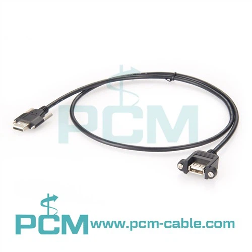 USB 2 za pritrditev na ploščo.0 Moški na ženski kabel z vijačno ključavnico