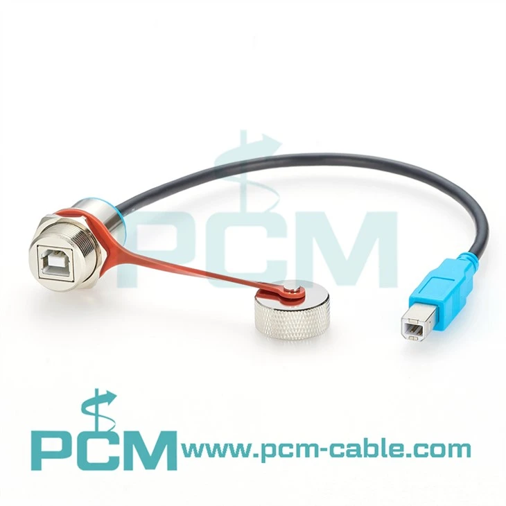 USB B prevlečen kabelski sklop IP67 Vodotesen