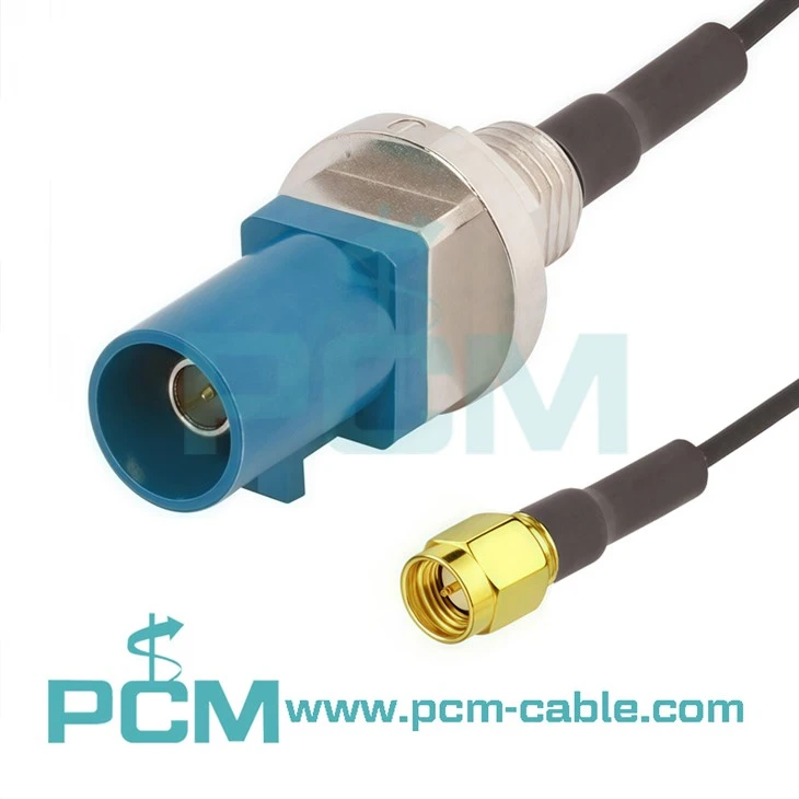 Fakra Bulkhead Straight Plug do SMA Moški vtični kabelski sklop z uporabo RG174 Coax