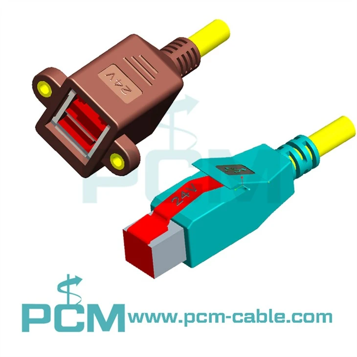 Panel Mount PoweredUSB Extension Cable 24V
