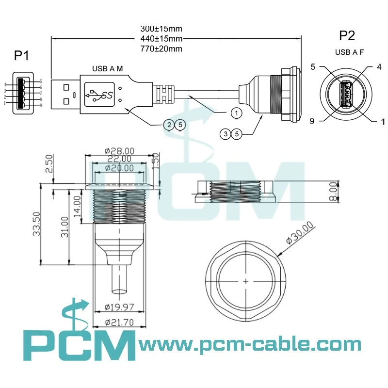drawing dimensions cutout size of usb 30 round panel mount extension cable drawing dimensions cutout size of usb 30 round panel mount extension cable