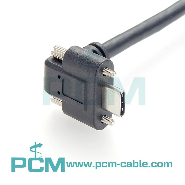 Screw Locking Up Angle Type C Male To male Cable