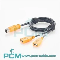 M12 A Code 8 Pin na dvojni kabel USB A